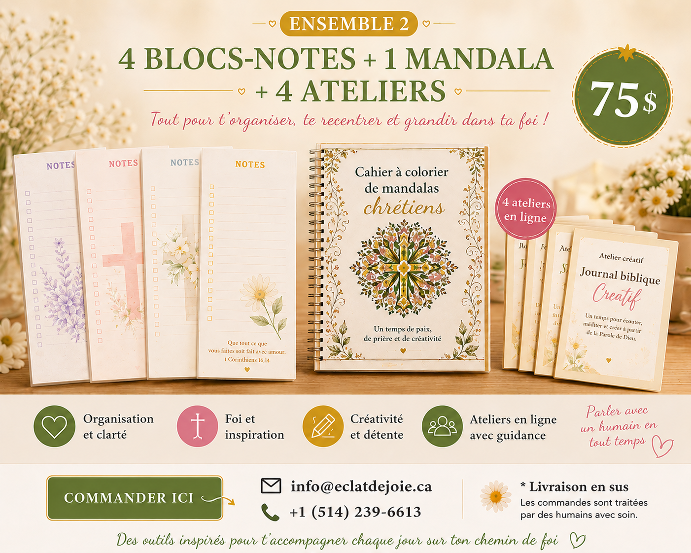 Ensemble 2 - 4 blocs-notes, 1 mandala et 4 ateliers